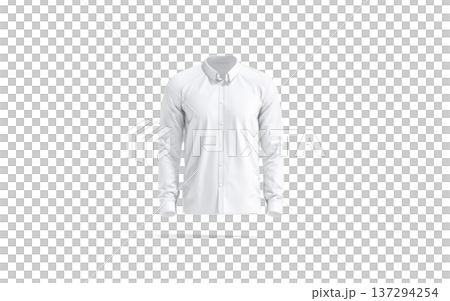 Blank white classic shirt mockup png, transparent background, 3d rendering. Empty elegant male clothing for office uniform or dress code mock up cut out. Clear button down or spread blouse template. 137294254