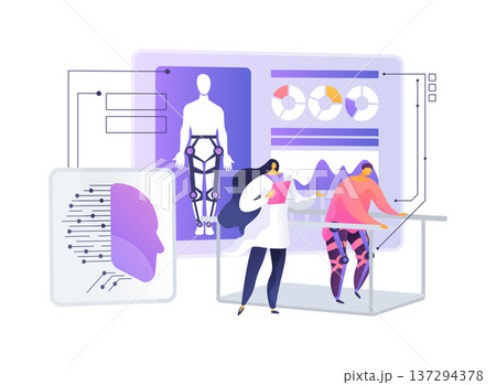 Rehabilitation Exoskeleton Suit abstract concept vector illustration. 137294378
