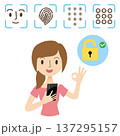 スマホの認証でロック解除をするj女性 137295157
