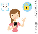 スマホの顔認証でロック解除をする女性 137295158