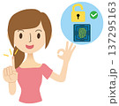 指紋認証でロック解除する女性 137295163