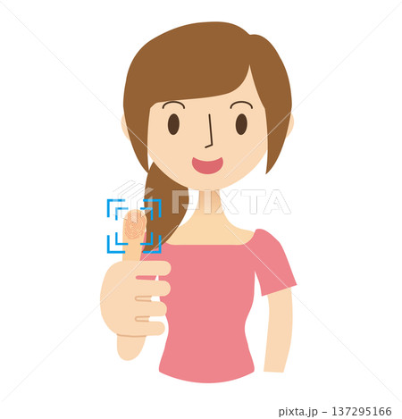 親指で指紋認証をする女性 137295166