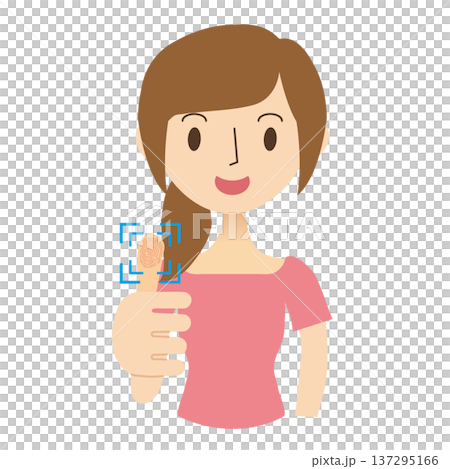 親指で指紋認証をする女性 137295166