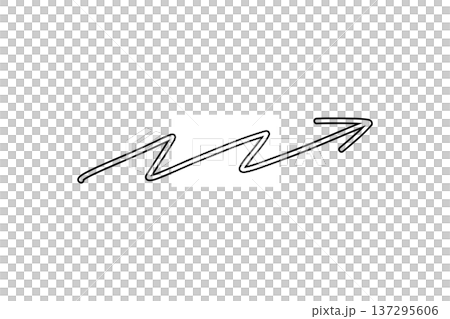 黒い枠線の手描き矢印ベクターイラスト　ギザギザ	 137295606