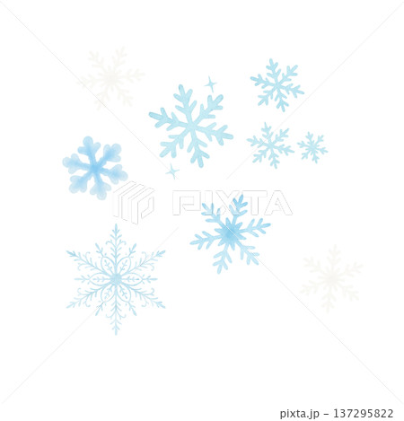 雪の結晶 水彩イラスト 冬の装飾素材 シンプル冬アイコン 137295822