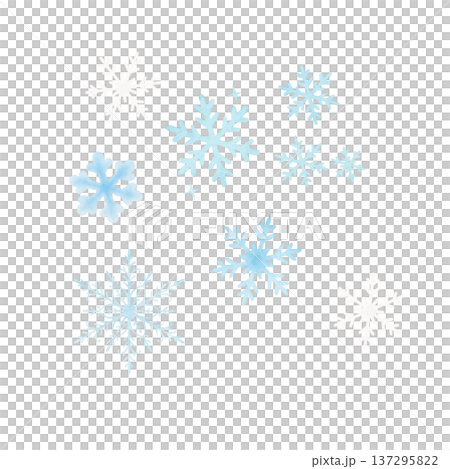 雪の結晶 水彩イラスト 冬の装飾素材 シンプル冬アイコン 137295822