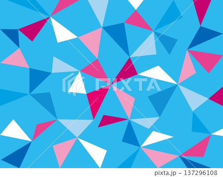 幾何学模様　三角形　ブルー　ピンク 137296108