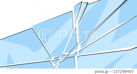 Background with broken glass. Sharp glass shards in flat cartoon style. 137296405