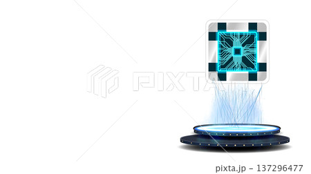 High-tech circuit board design with glowing elements in a digital setup for innovation and technology 137296477