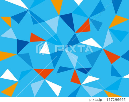幾何学模様　三角形　ブルー　オレンジ色 137296665