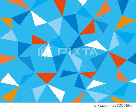 幾何学模様　三角形　ブルー　オレンジ色 137296666