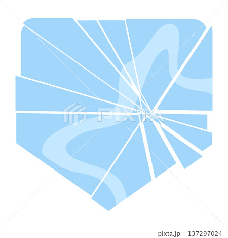 Broken glass icon in flat style. Cracked blue crystal geometric shape for game UI or web design. Broken glass icon in flat style. Cracked blue crystal geometric shape for game UI or web design. 137297024