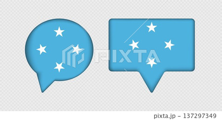 Flag of Micronesia in speech bubble. 137297349