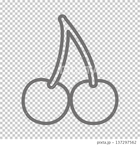 さくらんぼの線画アイコン(アウトライン・モノクロ・2粒) さくらんぼの線画アイコン(アウトライン・モノクロ・2粒) 137297562