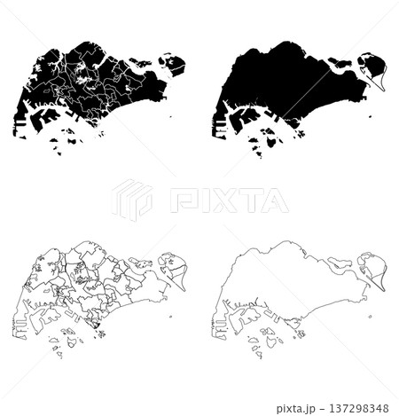 Singapore Outline and Solid Fill Map Set. 137298348
