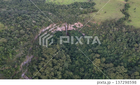 Aerial view of forest canyon and waterfall in Brazil Aerial view of forest canyon and waterfall in Brazil 137298598