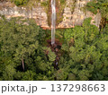 Cassilandia, Mato Grosso do Sul, Brazil - 04 05 2024: Cachoeira do Socorro waterfall aerial 137298663