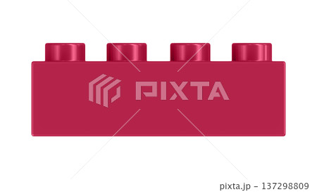 Crimson Plastic Building Block Isolated on White Background 137298809