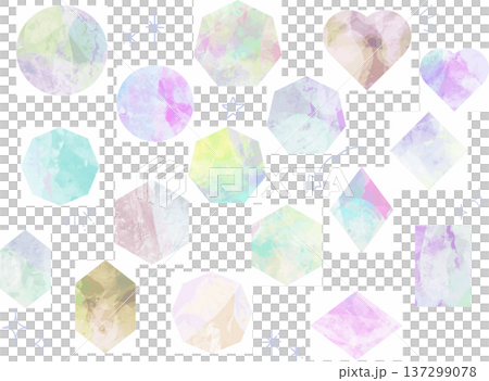 幾何学模様　水彩　見出しセット　	 137299078