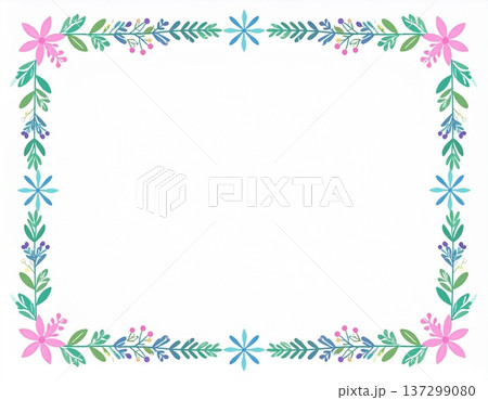 中央にスペースのあるボタニカルなフレーム 137299080