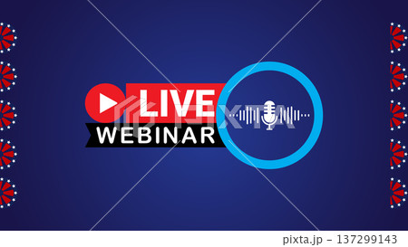 Live Webinar Broadcast Banner With Microphone Icon and Play Button for Virtual Events 137299143