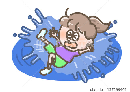 水に落ちた子どものイラスト 137299461