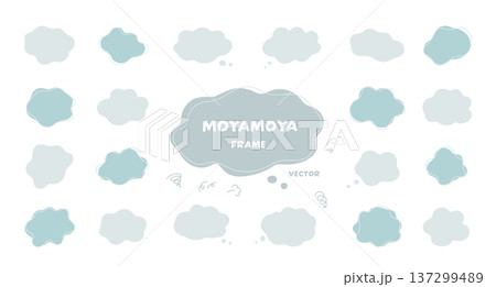 こんなお悩みありませんか？手描きのもやもや吹き出しフレームセット (ベクターイラスト) 流体シェイプ 137299489