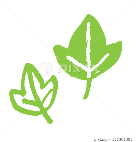 手描きグリーン葉っぱのエコ自然オーガニック植物ベクターアイコン素材 137301395