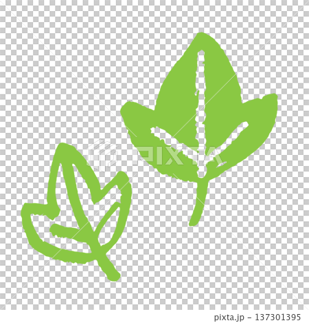 手描きグリーン葉っぱのエコ自然オーガニック植物ベクターアイコン素材 137301395