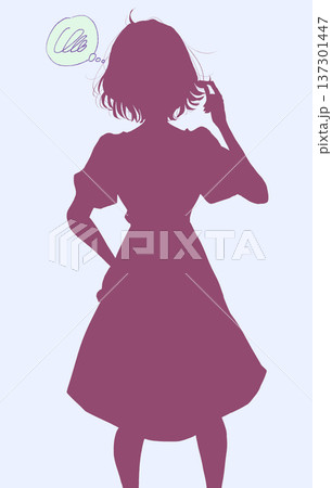 髪を気にする女性　シルエット　もやもや 137301447