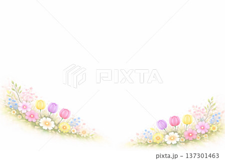 春の花シリーズ：対角線配置による奥行きある余白背景 137301463