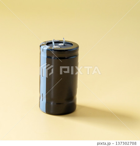 Capacitor, DIY Electronic Parts on color background. Capacitor, DIY Electronic Parts on color background. 137302708