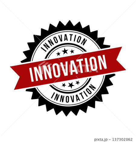 Innovation Stamp, Innovation Round Sign With Ribbon 137302862
