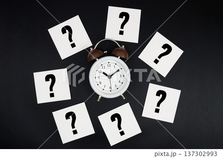Alarm Clock Surrounded with Question Mark 137302993