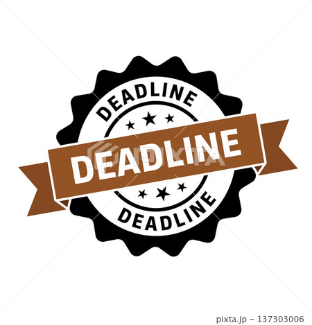 Deadline Stamp, Deadline Round Sign With Ribbon 137303006