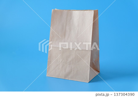 Lunch paper bag on color background.Recycle concept. 137304390