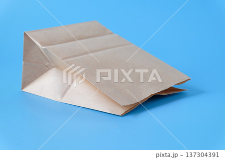 Lunch paper bag on color background.Recycle concept. 137304391