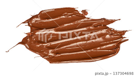 Chocolate Cream Smear Texture Isolated on Light Background 137304698