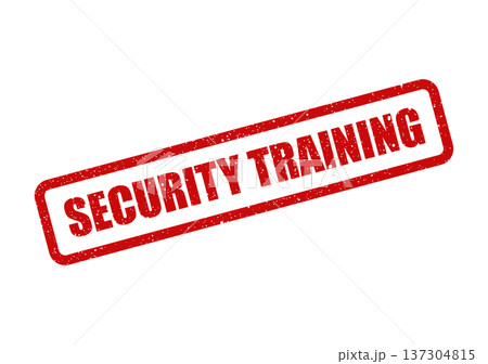 A textured rubber stamp impression displaying the text SECURITY TRAINING within a rectangular frame, representing educational development 137304815