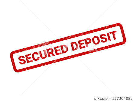 A vintage red rubber stamp design showing the phrase Secured Deposit for financial transaction assurance A vintage red rubber stamp design showing the phrase Secured Deposit for financial transaction assurance 137304883