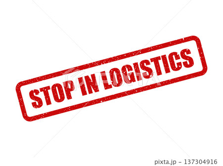 An aged rectangular rubber stamp illustration presenting the crucial instruction STOP IN LOGISTICS for supply chain management communications An aged rectangular rubber stamp illustration presenting the crucial instruction STOP IN LOGISTICS for supply chain management communications 137304916