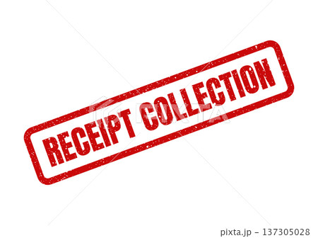 Bold rectangular rubber stamp with a vintage grunge texture displaying RECEIPT COLLECTION diagonally across the surface Bold rectangular rubber stamp with a vintage grunge texture displaying RECEIPT COLLECTION diagonally across the surface 137305028