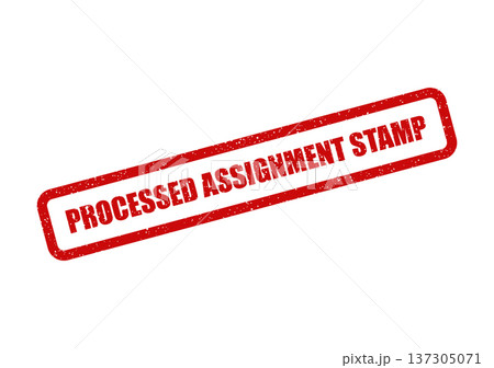 Classic red rectangular rubber stamp effect with prominent text processed assignment stamp for official tracking 137305071