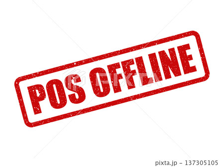 Diagonal red distressed rubber stamp with prominent text indicating a Point of Sale system is offline Diagonal red distressed rubber stamp with prominent text indicating a Point of Sale system is offline 137305105