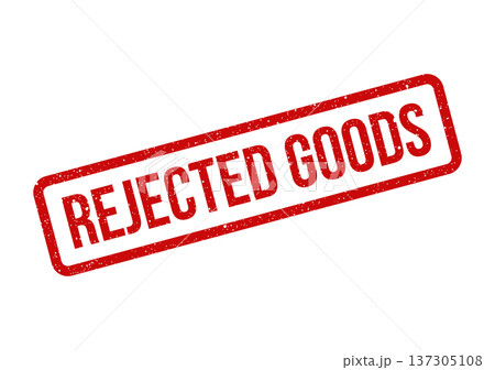 Diagonal red grunge stamp with rejected goods message, indicating products deemed unacceptable for shipment or sale Diagonal red grunge stamp with rejected goods message, indicating products deemed unacceptable for shipment or sale 137305108