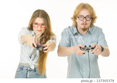 Gaming couple playing games 137305379