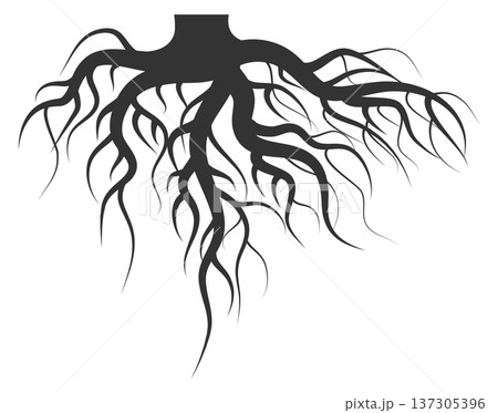Bare roots icon. Wavy black shape symbol 137305396