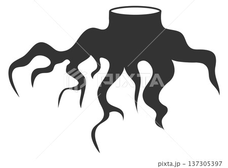 Tree stump with black roots. Outdoor timber silhouette Tree stump with black roots. Outdoor timber silhouette 137305397