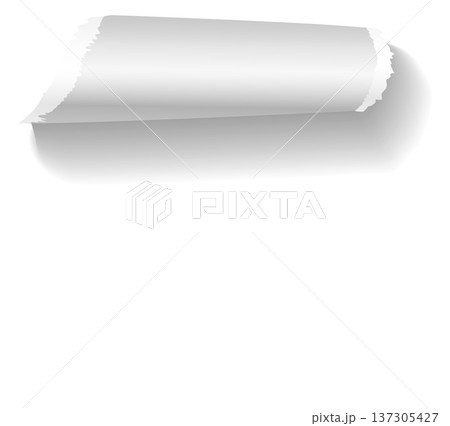 Curled paper flap torn from white page mockup Curled paper flap torn from white page mockup 137305427