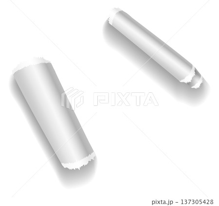 Ripped edge paper strip. Realistic white scrap 137305428